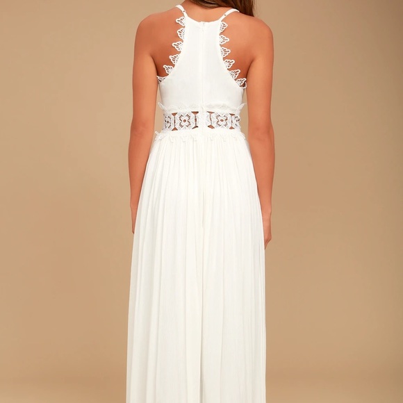 White Lace Crochet Cut Out Maxi Dress - Picture 10 of 13